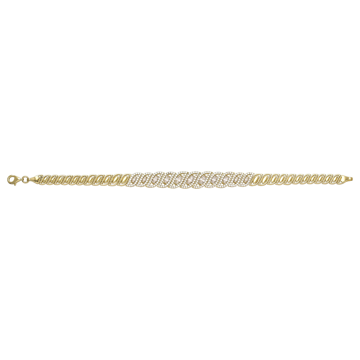 Solid gold fancy link bracelet, 11.45 g — shown square on a plain background.