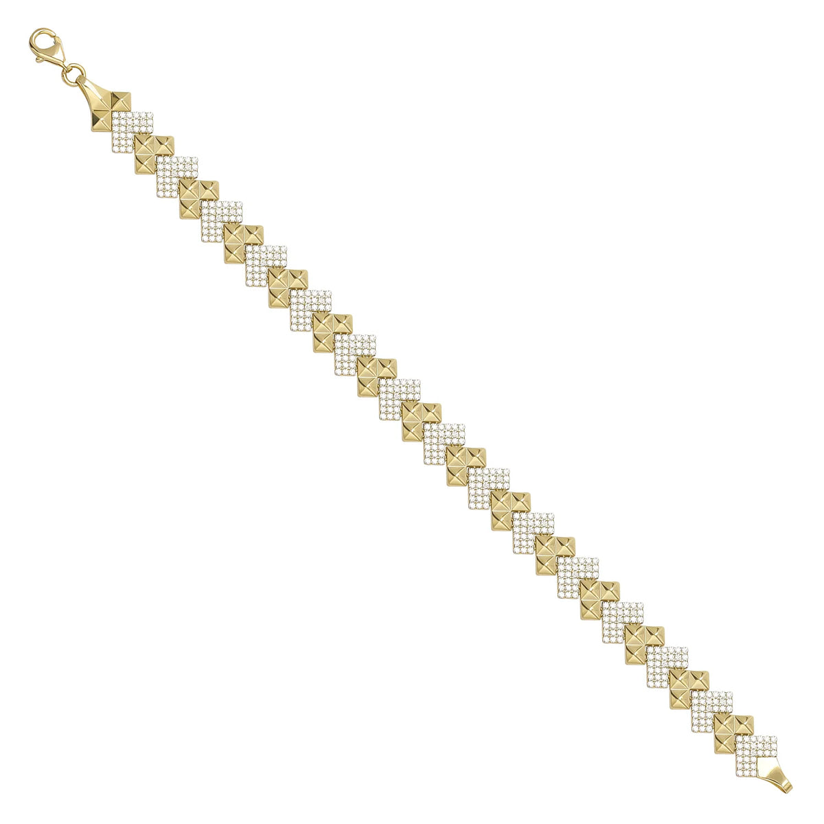 Solid gold fancy link bracelet, 12.40 g — shown at an angle across the frame.