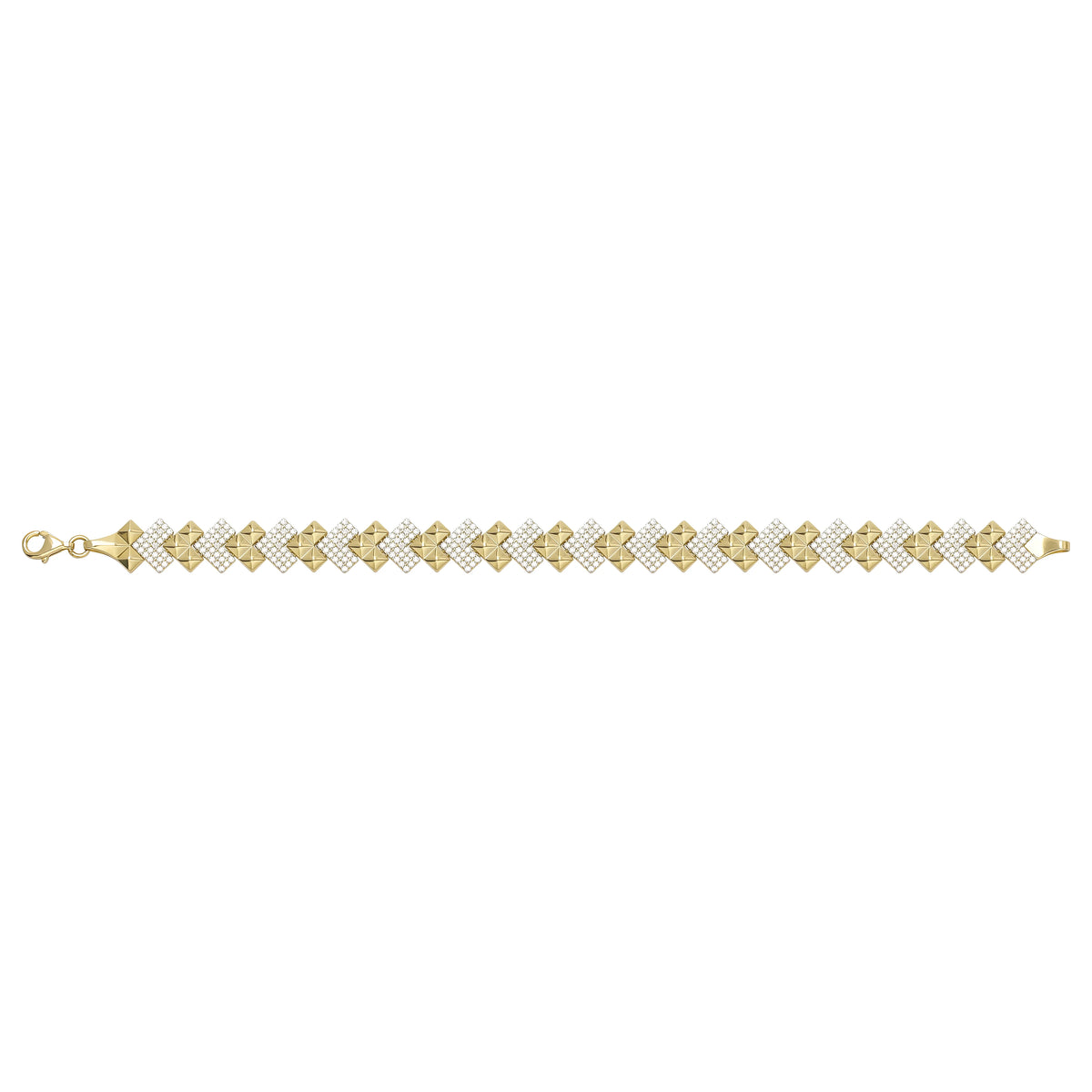 Solid gold fancy link bracelet, 12.40 g — shown square on a plain background.