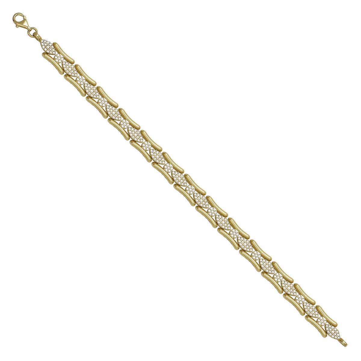 Solid gold fancy link bracelet, 12.80 g — shown at an angle across the frame.