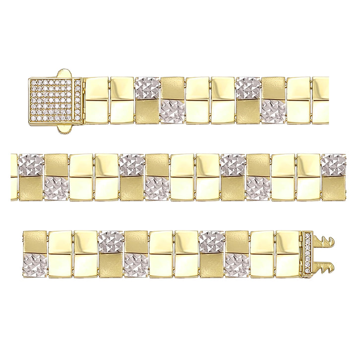 Solid gold id bracelet, 14.65 g — shown in three rows across the frame.