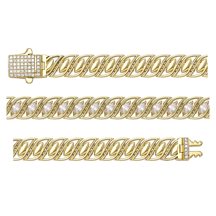Solid gold braided bracelet, 15.70 g — shown in three rows across the frame.