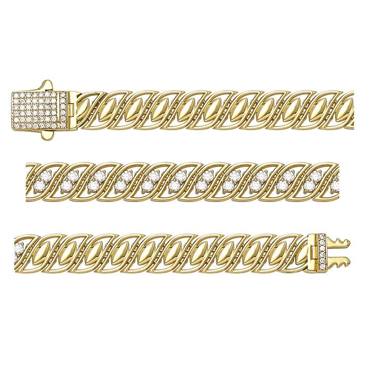 Solid gold braided bracelet, 16.70 g — shown in three rows across the frame.