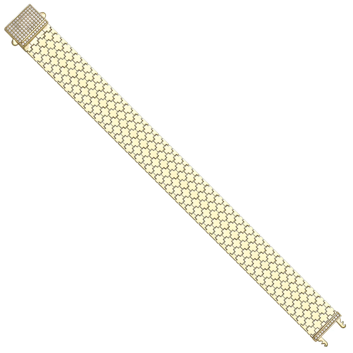 Solid gold brick link bracelet, 23.25 g — shown at an angle across the frame.