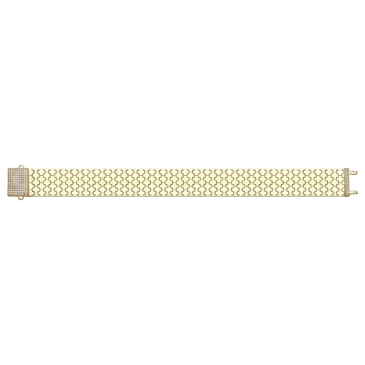 Solid gold brick link bracelet, 23.25 g — shown square on a plain background.