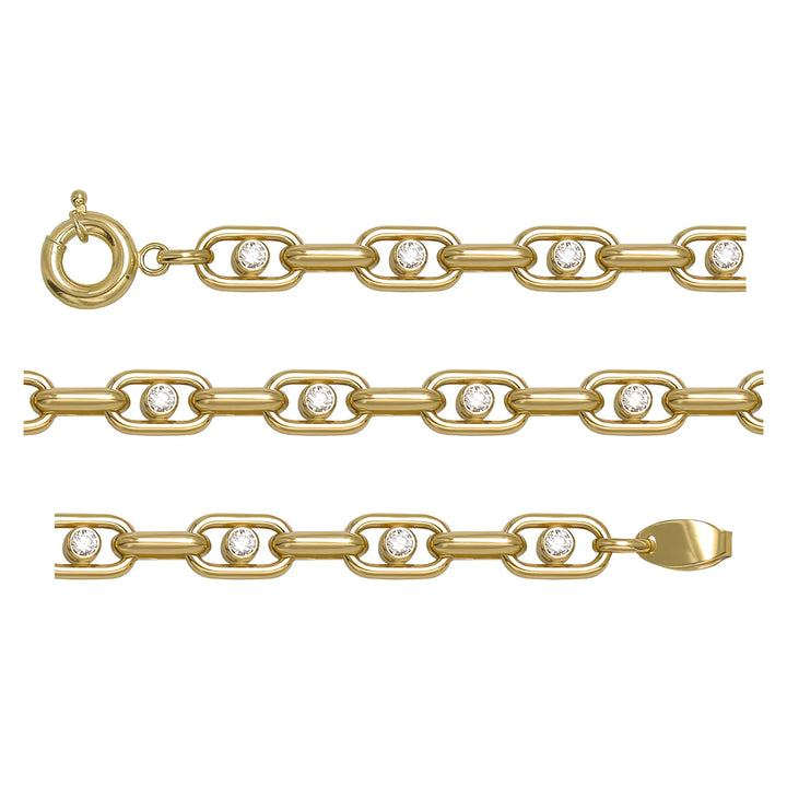 Solid gold fancy link bracelet, 9.30 g — shown in three rows across the frame.