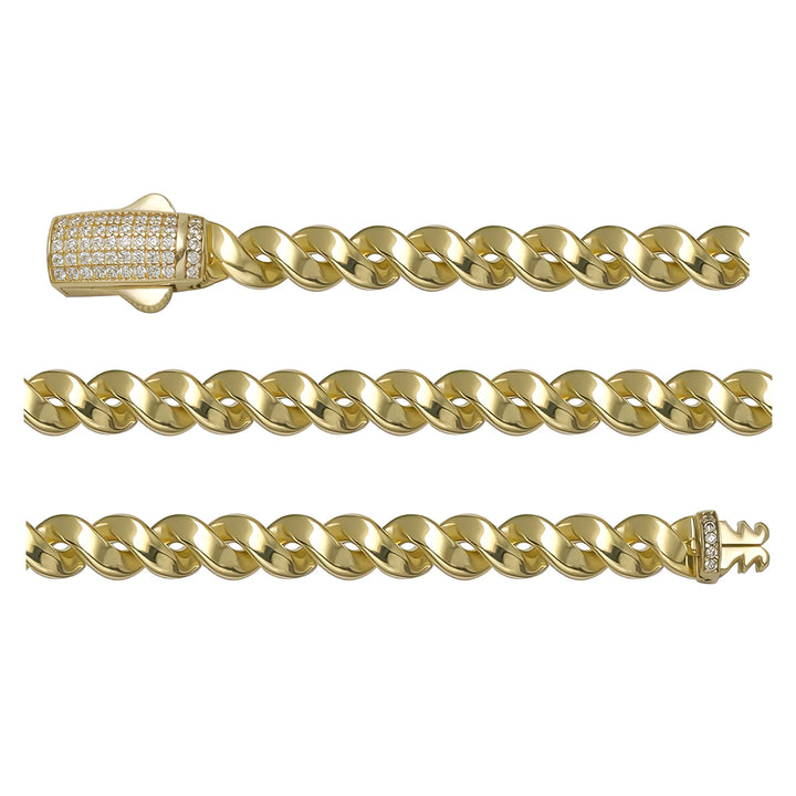 Solid gold curb bracelet, 9.10 g — shown in three rows across the frame.