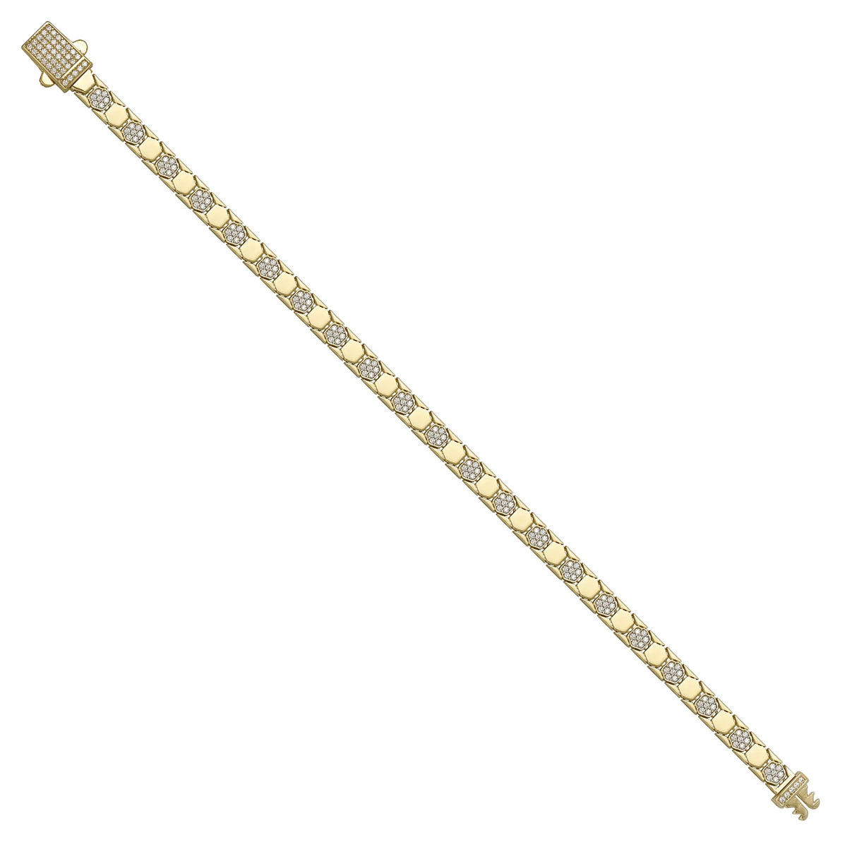 Solid gold honeycomb bracelet, 10.10 g — shown at an angle across the frame.