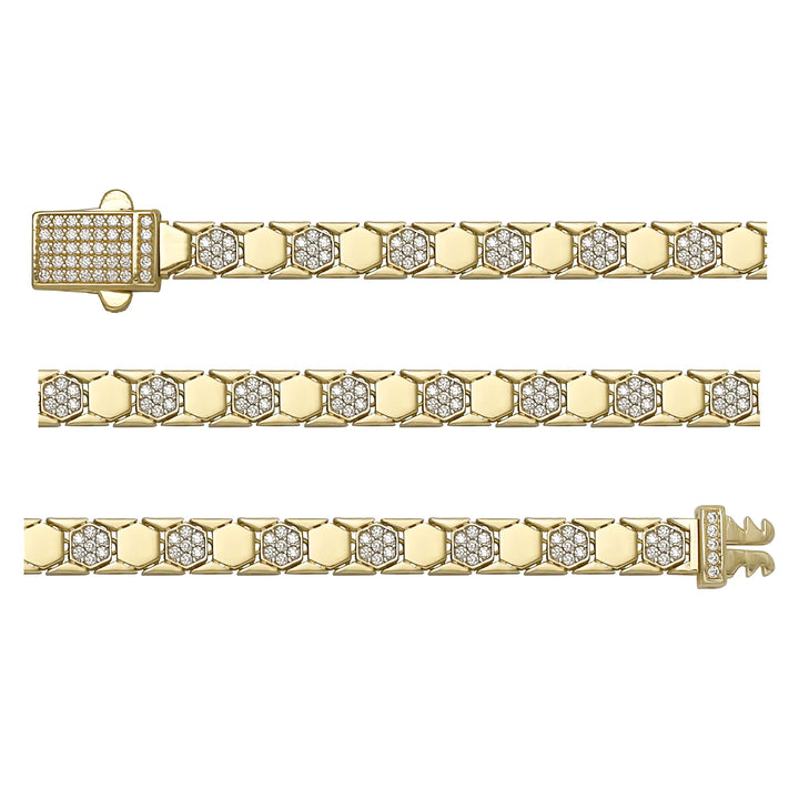 Solid gold honeycomb bracelet, 10.10 g — shown in three rows across the frame.