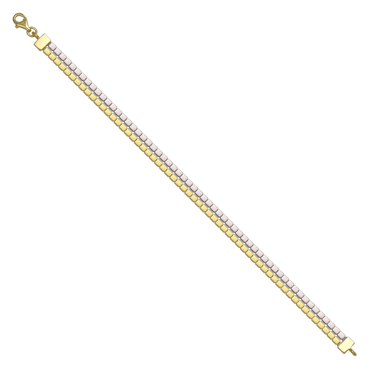 Solid gold brick link bracelet, 8.75 g — shown at an angle across the frame.