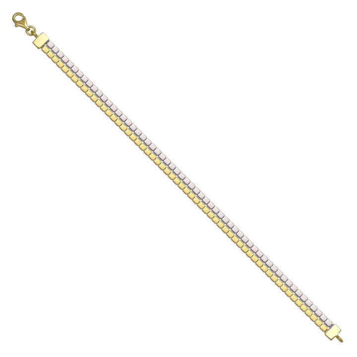 Solid gold brick link bracelet, 8.75 g — shown at an angle across the frame.
