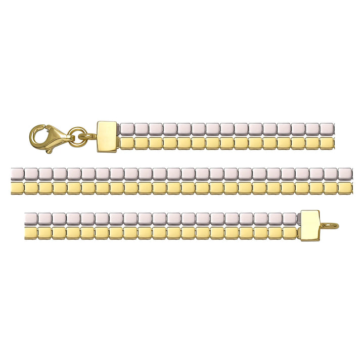 Solid gold brick link bracelet, 8.75 g — shown in three rows across the frame.