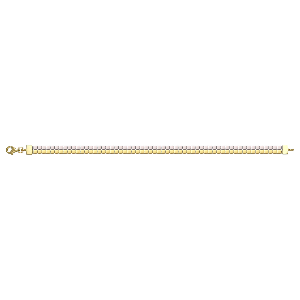 Solid gold brick link bracelet, 8.75 g — shown square on a plain background.