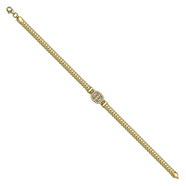 Solid gold herringbone bracelet, 7.45 g — shown at an angle across the frame.