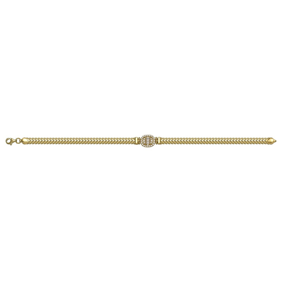 Solid gold herringbone bracelet, 7.45 g — shown square on a plain background.
