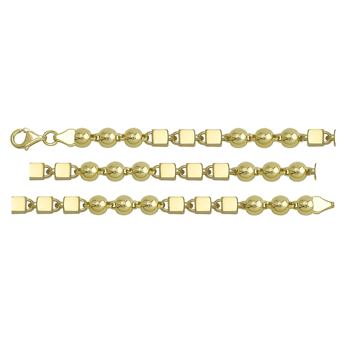 Solid gold fancy link bracelet, 4.90 g — shown in three rows across the frame.