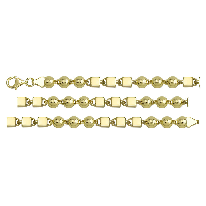 Solid gold fancy link bracelet, 4.90 g — shown in three rows across the frame.