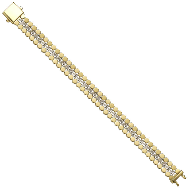 Solid gold fancy link bracelet, 15.00 g — shown at an angle across the frame.