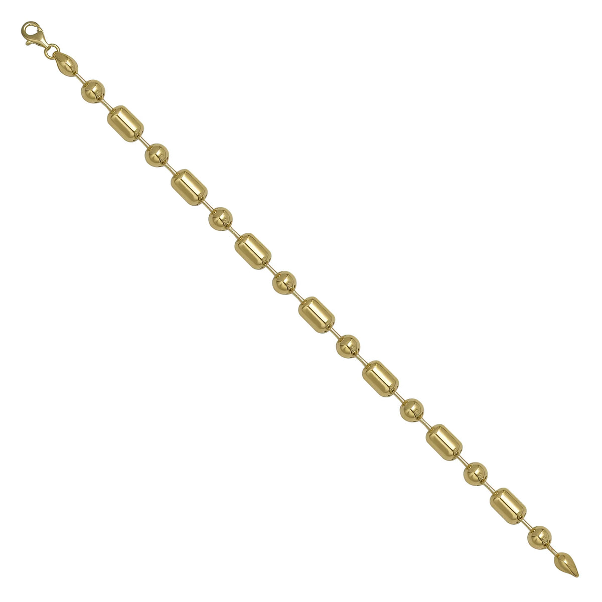 Solid gold bead bracelet, 8.55 g — shown at an angle across the frame.