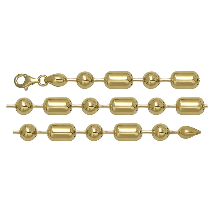 Solid gold bead bracelet, 8.55 g — shown in three rows across the frame.