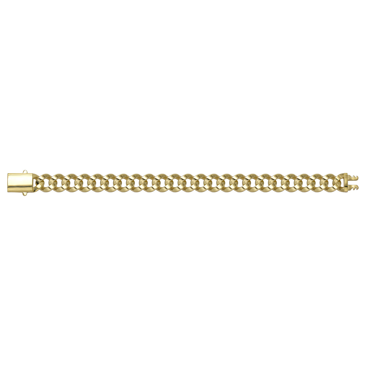 Solid gold curb bracelet, 14.00 g — shown square on a plain background.