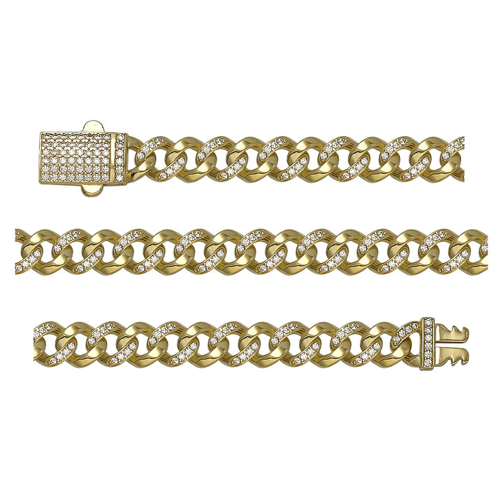 Solid gold curb bracelet, 9.90 g — shown in three rows across the frame.