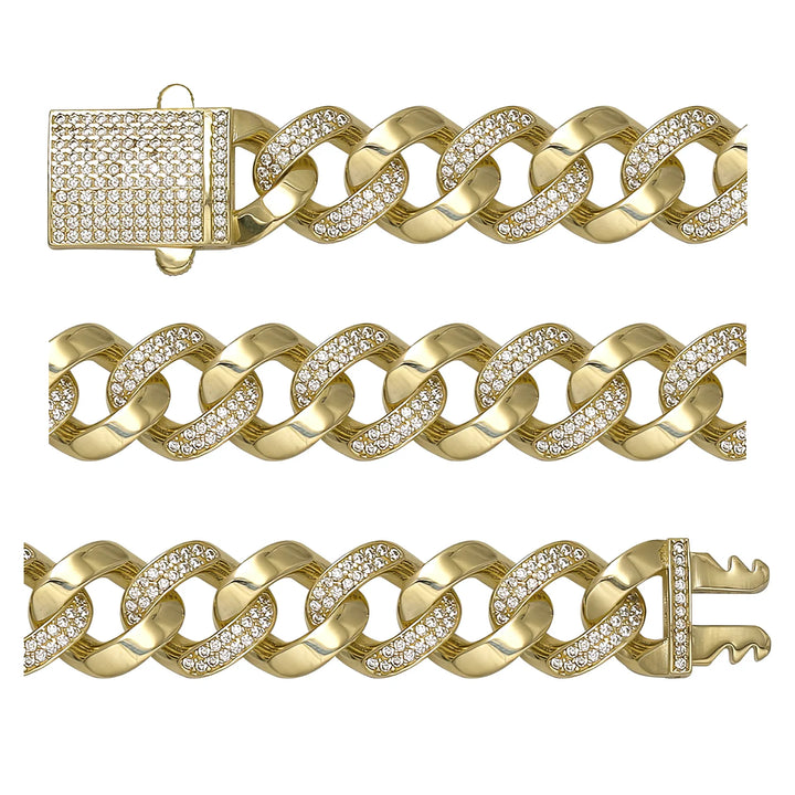 Solid gold curb bracelet, 20.80 g — shown in three rows across the frame.