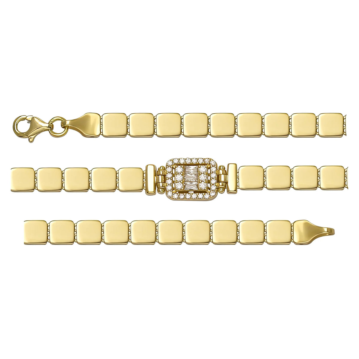 Solid gold id bracelet, 8.10 g — shown in three rows across the frame.