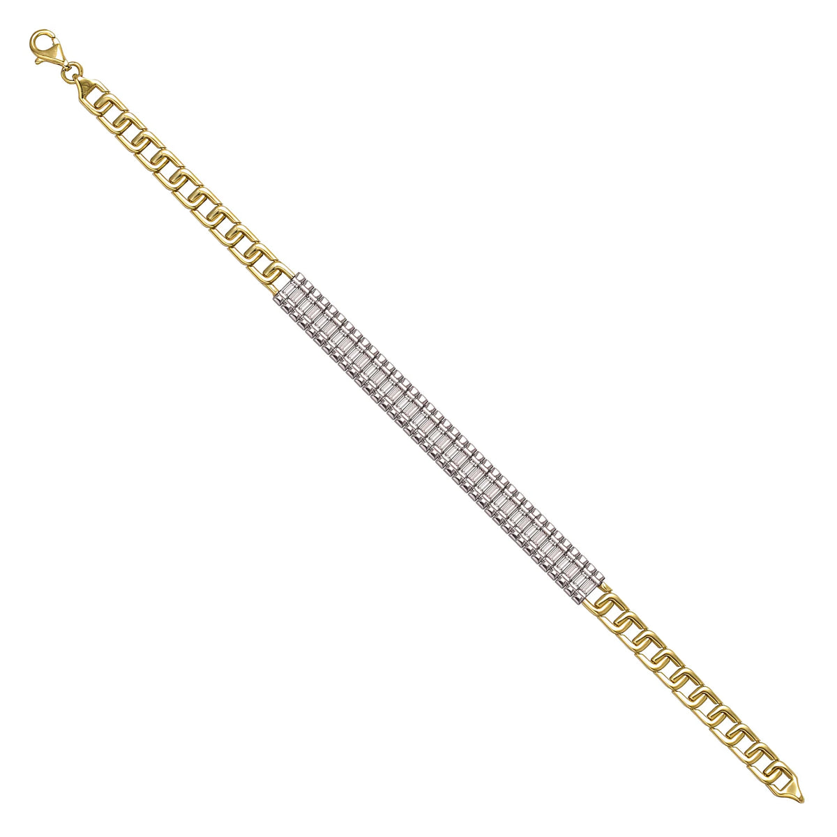 Solid gold tennis bracelet, 10.60 g — shown at an angle across the frame.