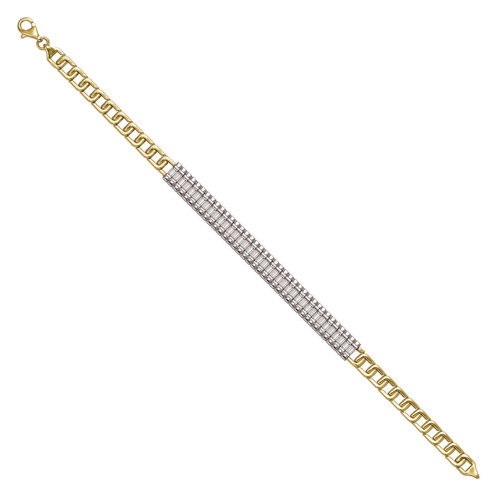 Solid gold tennis bracelet, 10.60 g — shown at an angle across the frame.