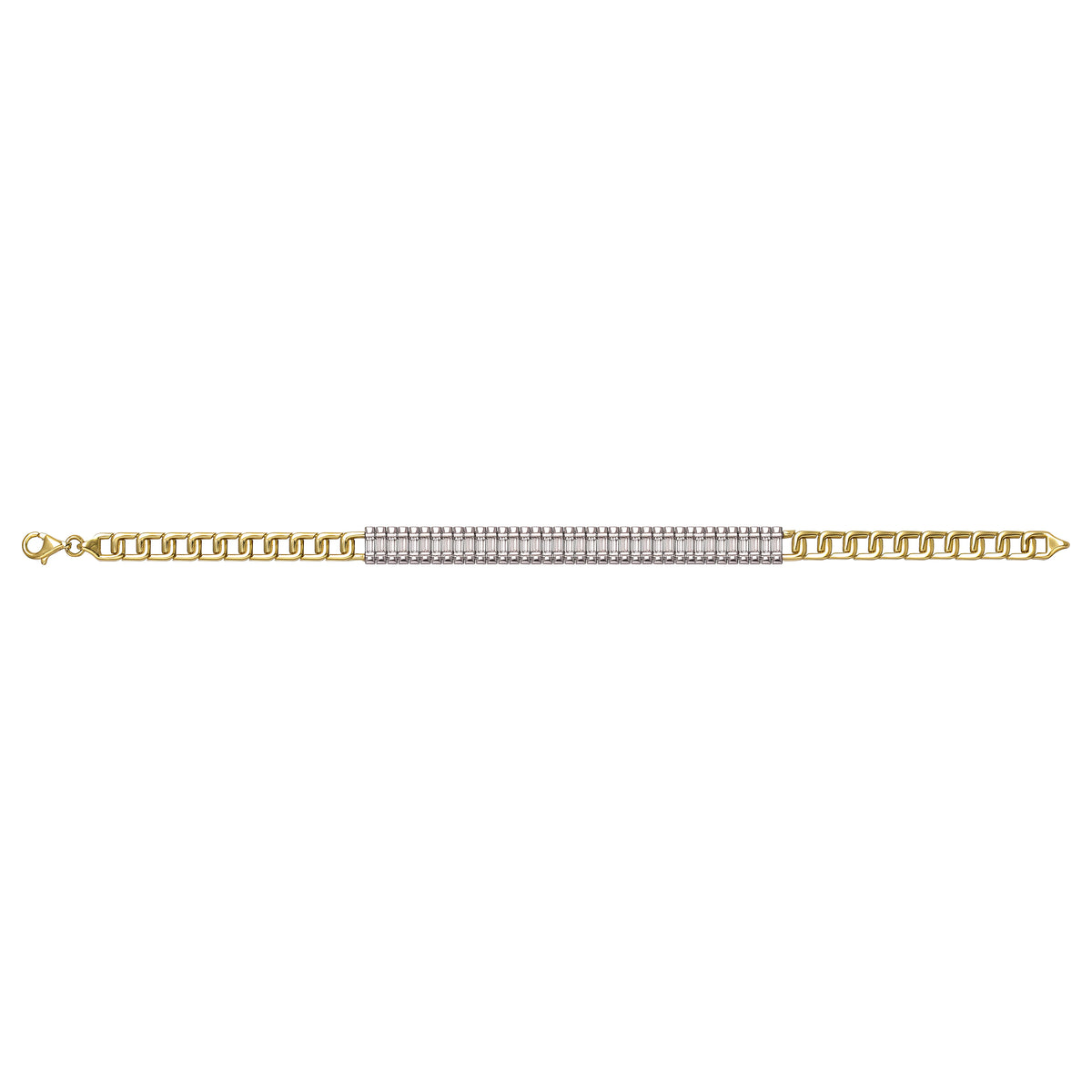 Solid gold tennis bracelet, 10.60 g — shown square on a plain background.