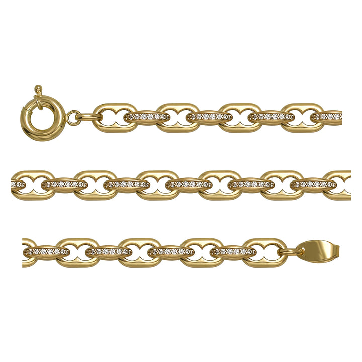 Solid gold mariner bracelet, 10.60 g — shown in three rows across the frame.