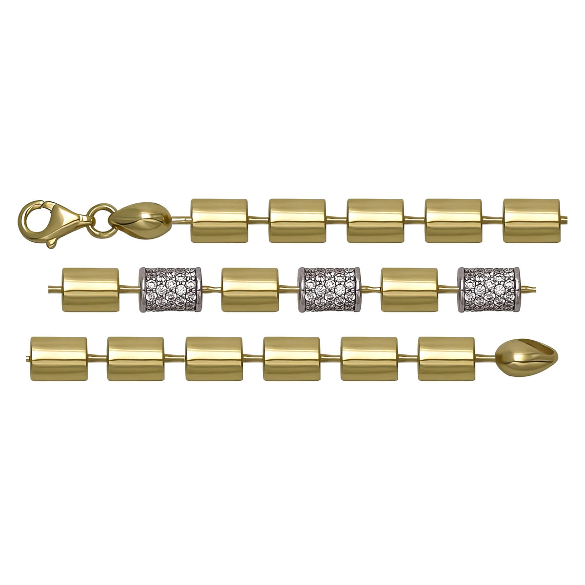 Solid gold bead bracelet, 5.45 g — shown in three rows across the frame.