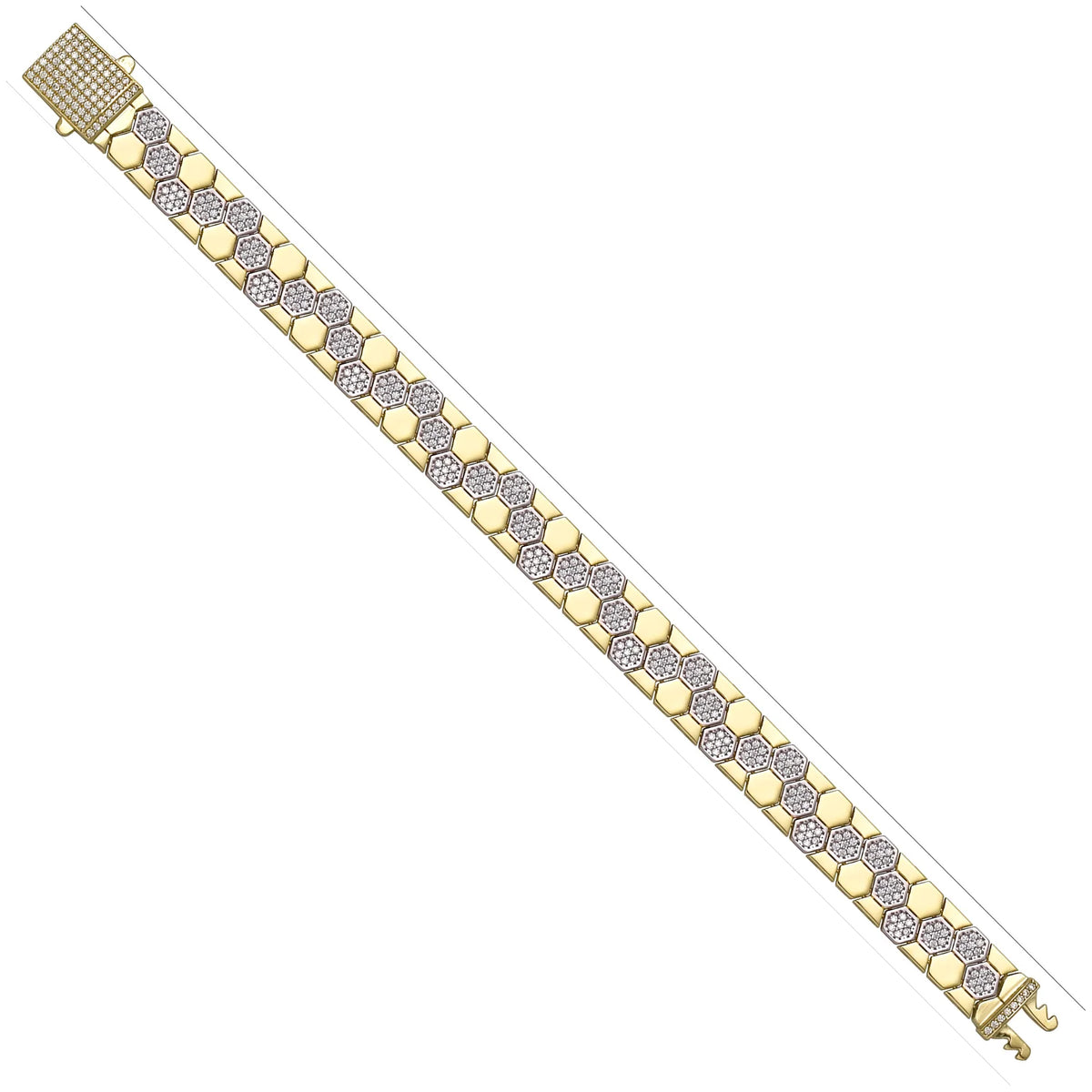 Solid gold honeycomb bracelet, 17.65 g — shown at an angle across the frame.