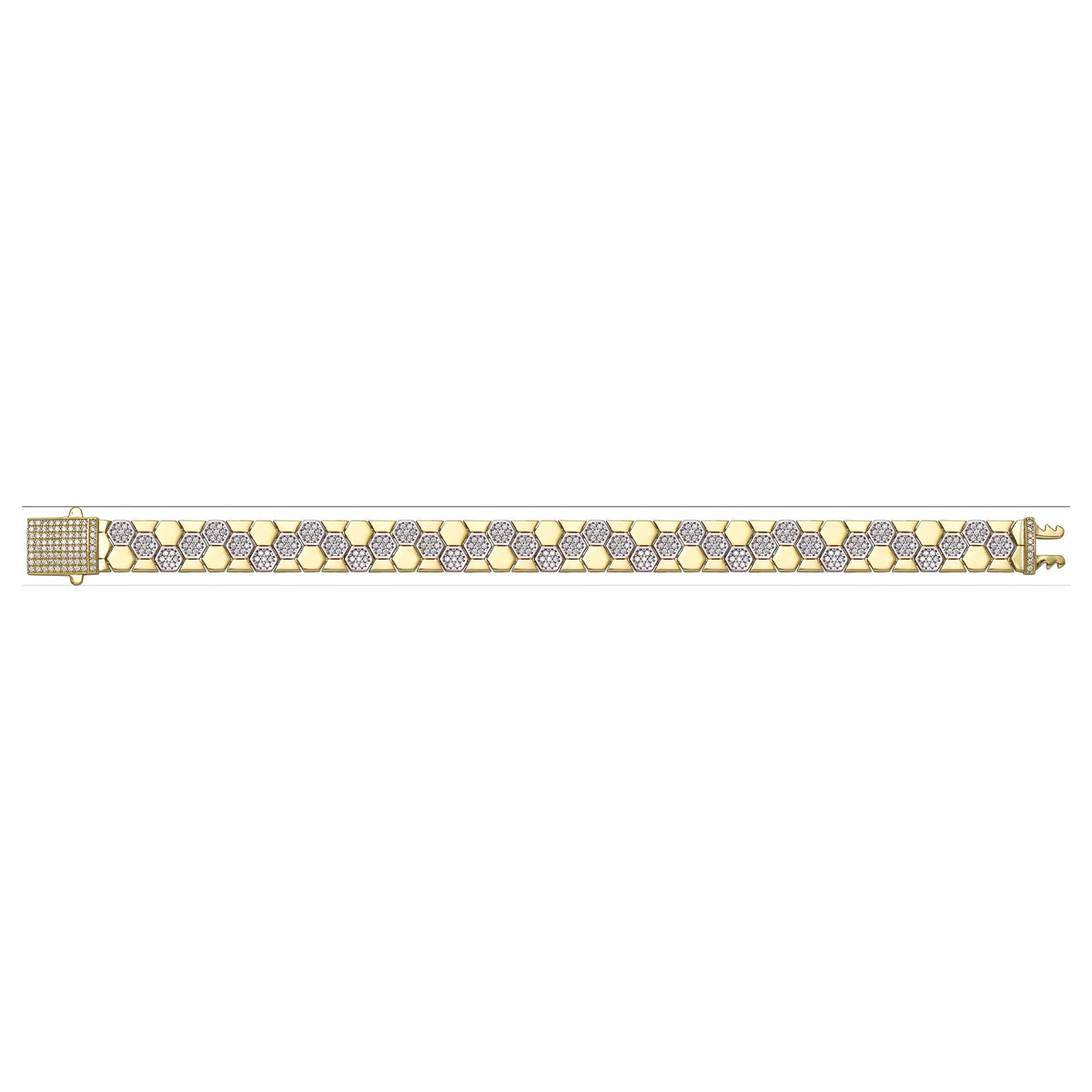 Solid gold honeycomb bracelet, 17.65 g — shown square on a plain background.