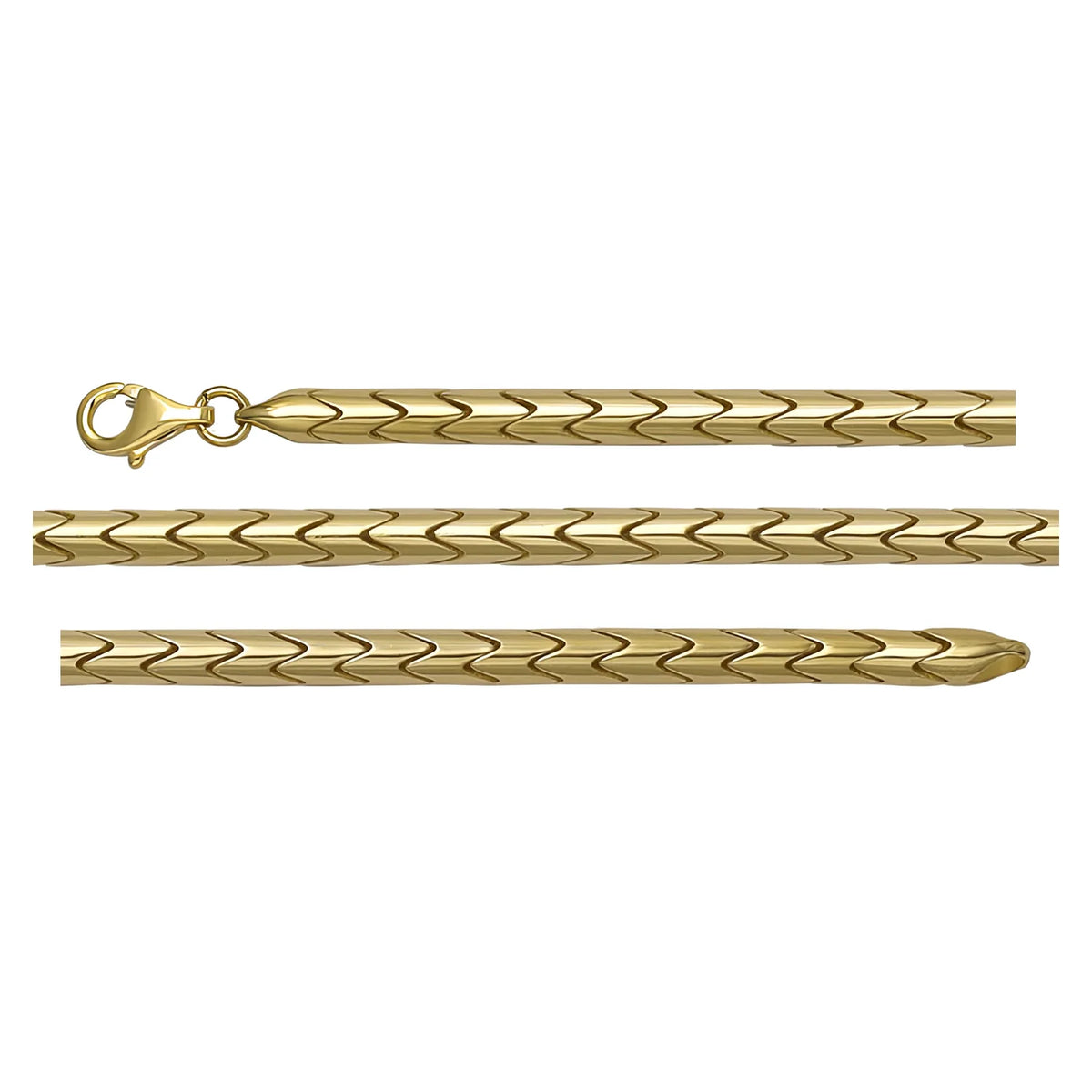 Solid gold herringbone bracelet, 8.55 g — shown in three rows across the frame.