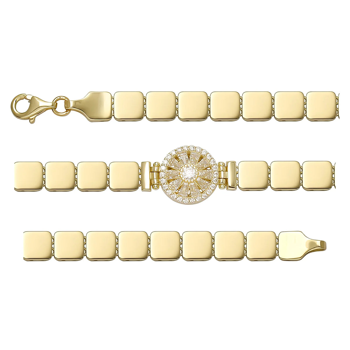 Solid gold id bracelet, 8.65 g — shown in three rows across the frame.