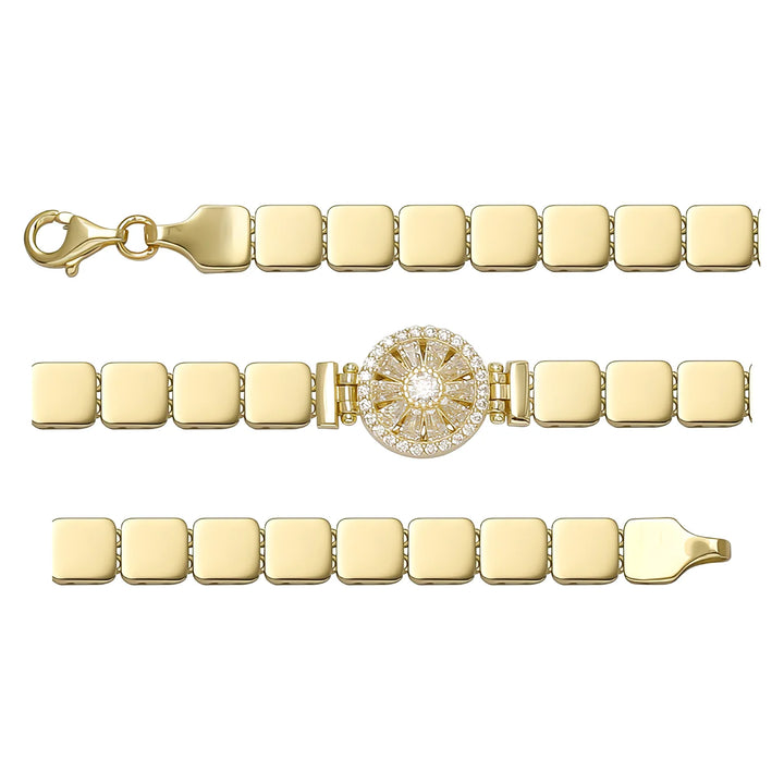 Solid gold id bracelet, 8.65 g — shown in three rows across the frame.