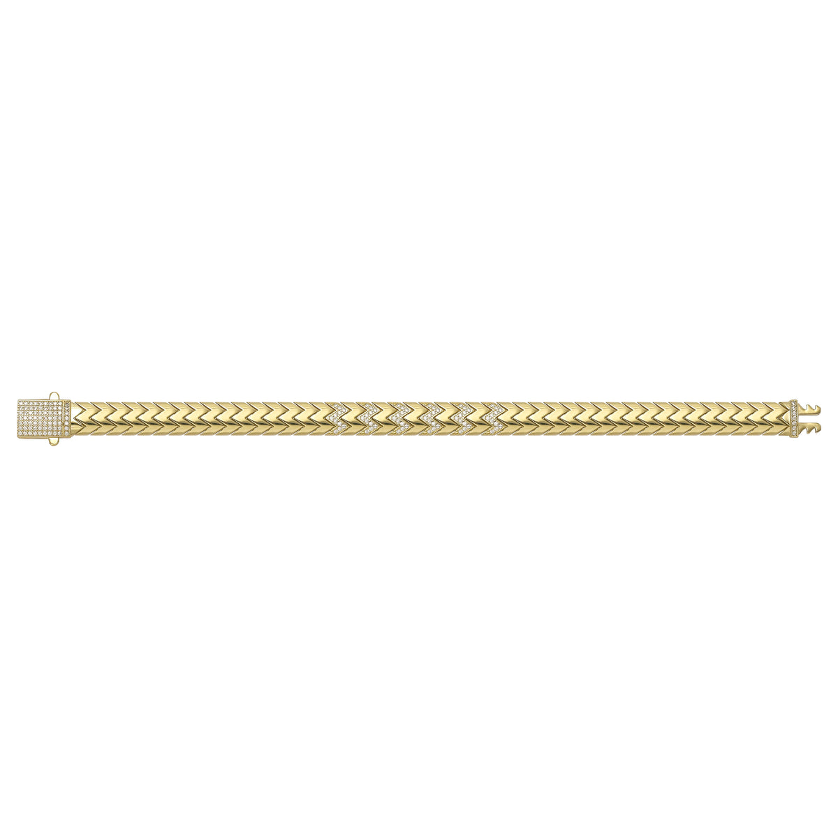 Solid gold herringbone bracelet, 14.80 g — shown square on a plain background.