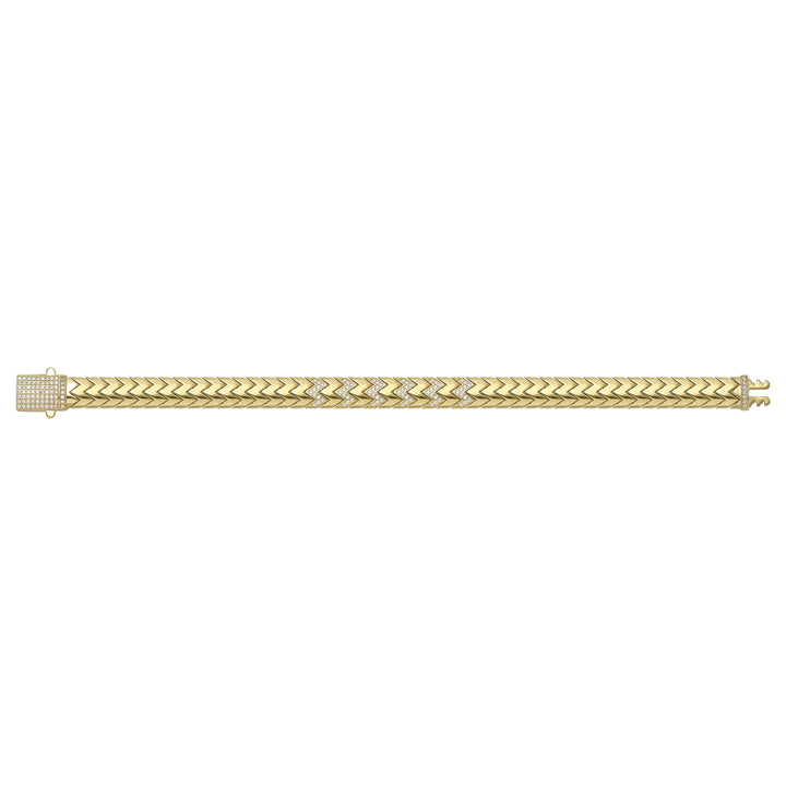 Solid gold herringbone bracelet, 14.80 g — shown square on a plain background.