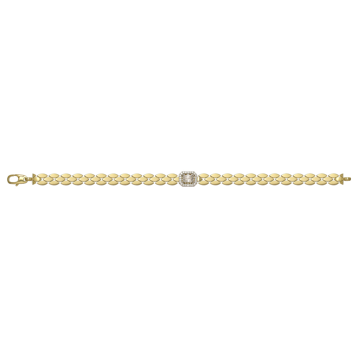 Solid gold fancy link bracelet, 6.75 g — shown square on a plain background.