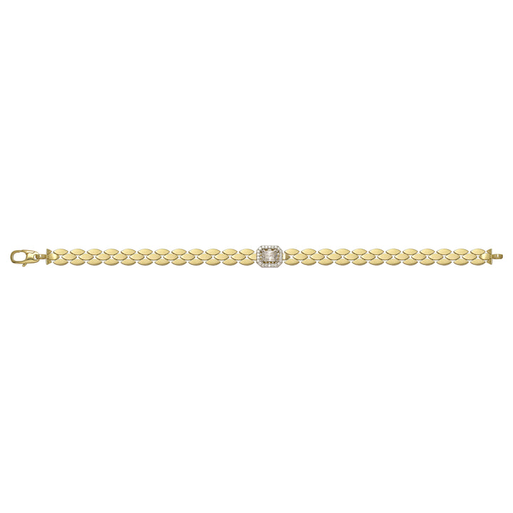 Solid gold fancy link bracelet, 6.75 g — shown square on a plain background.