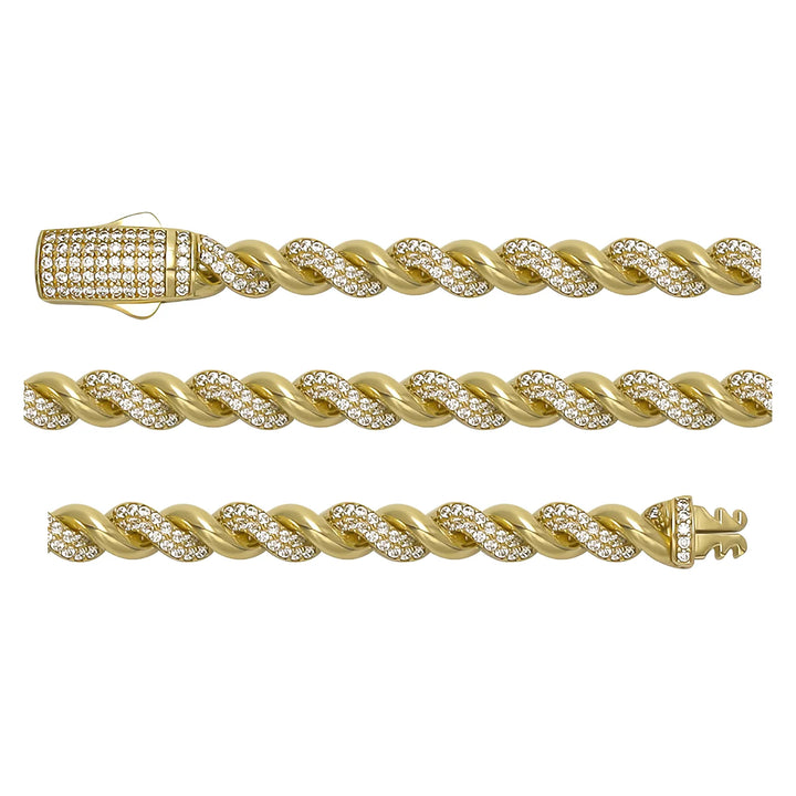 Solid gold curb bracelet, 11.80 g — shown in three rows across the frame.