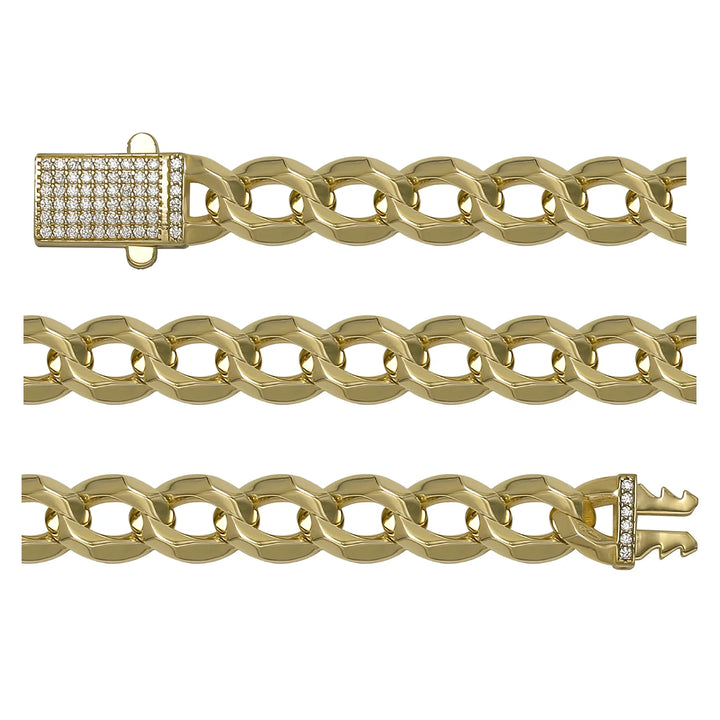 Solid gold curb bracelet, 12.50 g — shown in three rows across the frame.