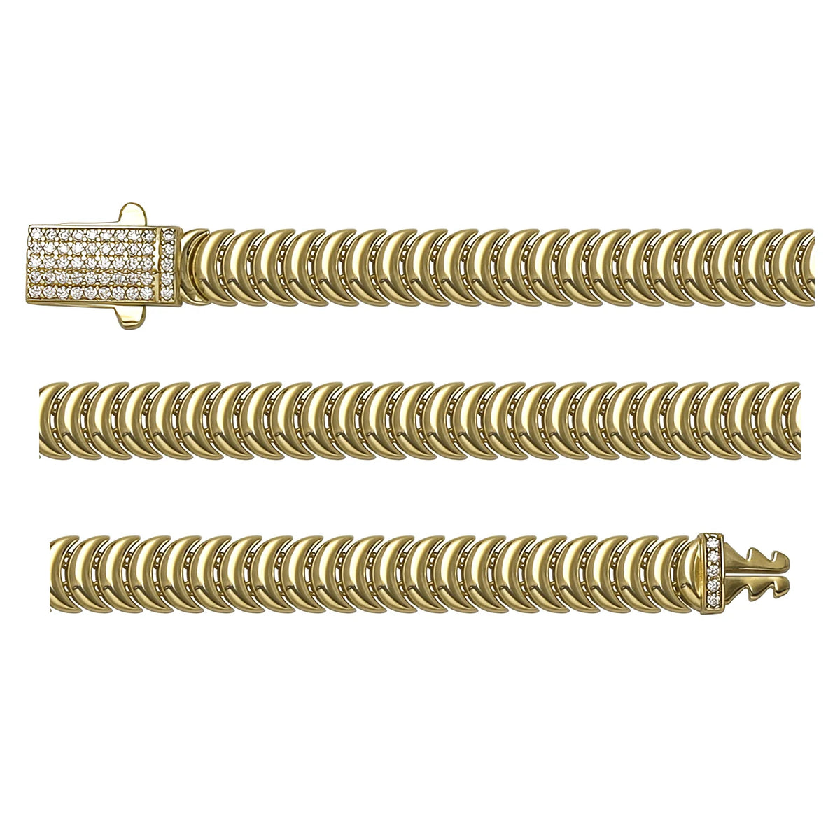 Solid gold braided bracelet, 13.10 g — shown in three rows across the frame.