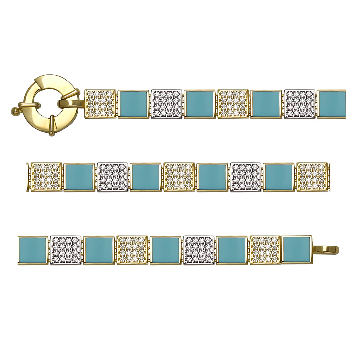 Solid gold id bracelet, 10.95 g — shown in three rows across the frame.