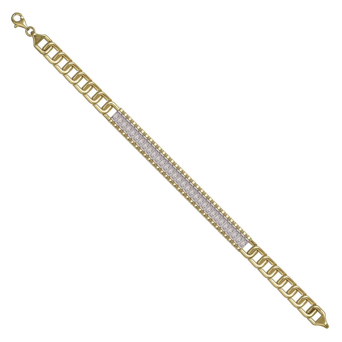 Solid gold tennis bracelet, 10.50 g — shown at an angle across the frame.
