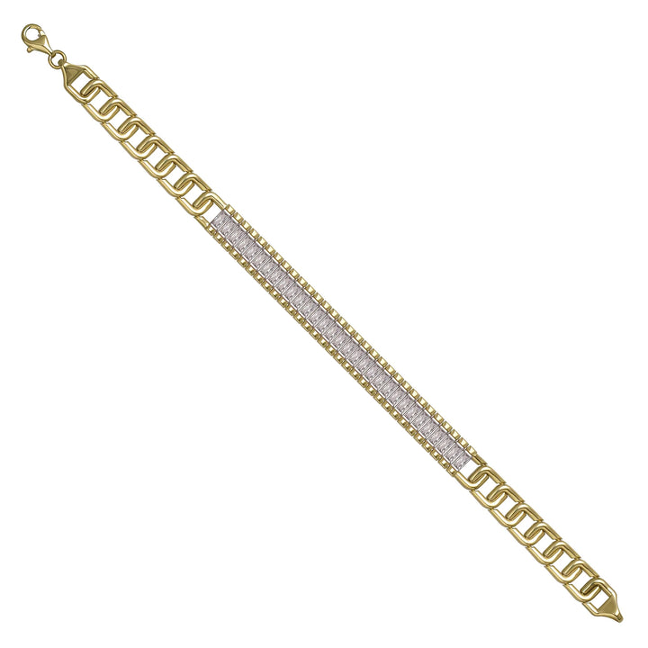 Solid gold tennis bracelet, 10.50 g — shown at an angle across the frame.