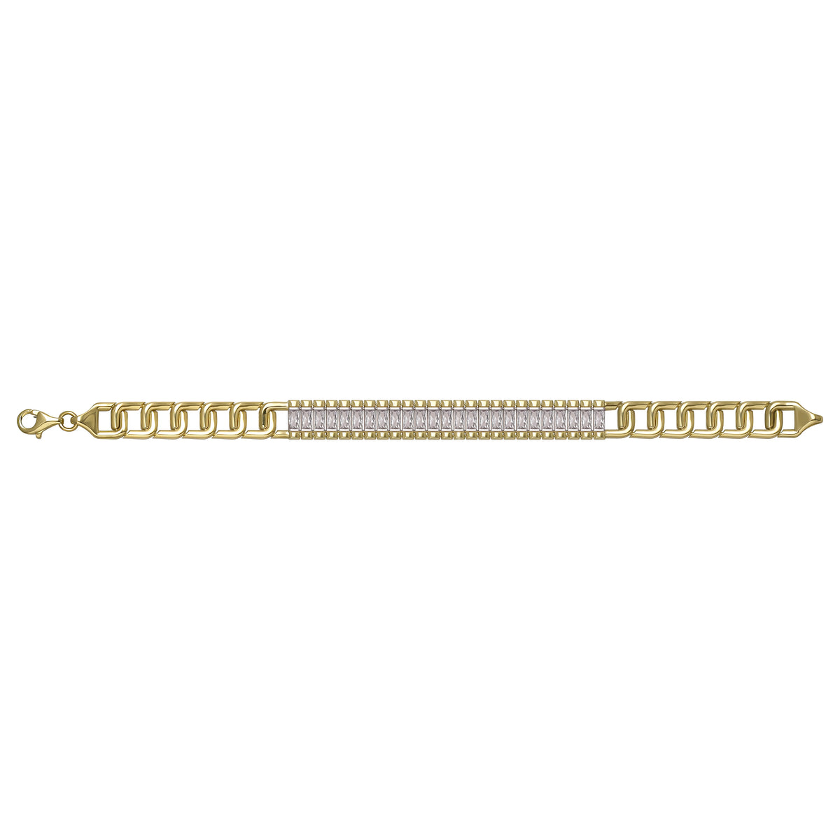 Solid gold tennis bracelet, 13.65 g — shown square on a plain background.