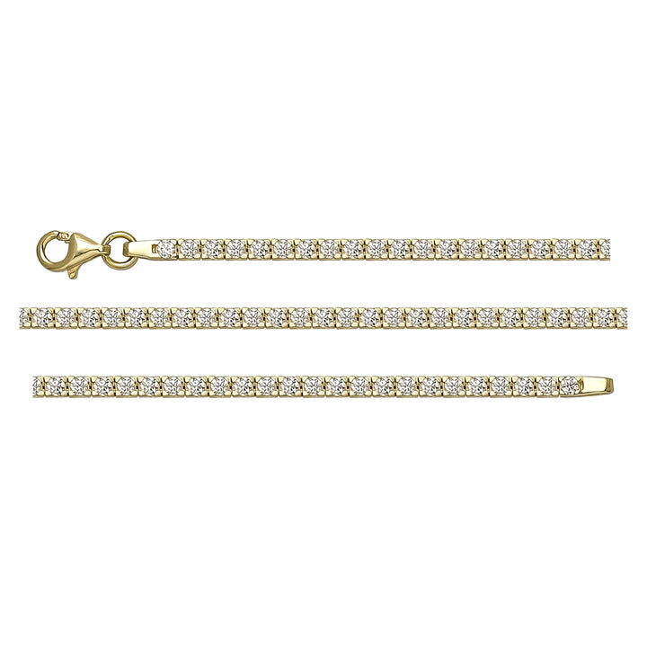 Solid gold tennis bracelet, 5.80 g — shown in three rows across the frame.